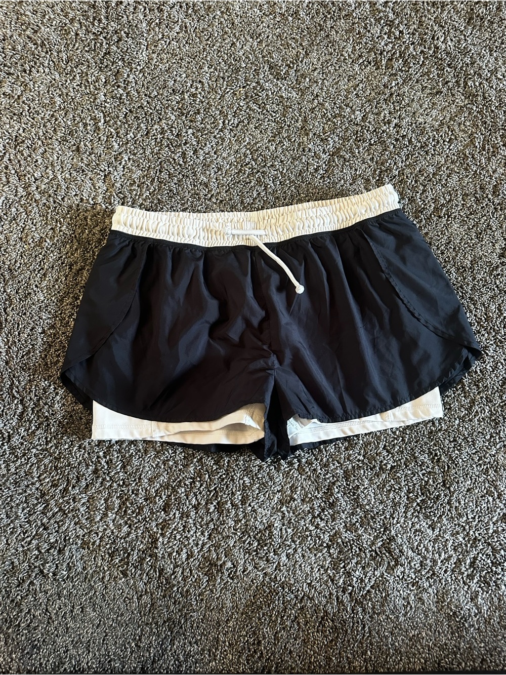 Aeropostale Black Athletic Layered Shorts with White Waistband